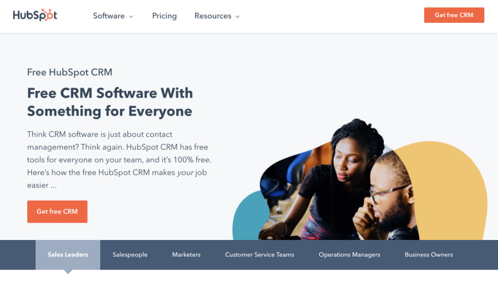 CRM landing page