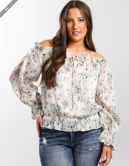 4 Floral Chiffon Ruffle Top